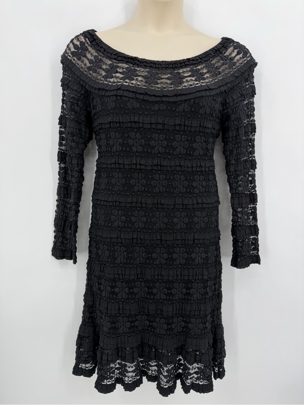 Max Studio NWT Crochet Lace Dress Cotton Blend Black Size L